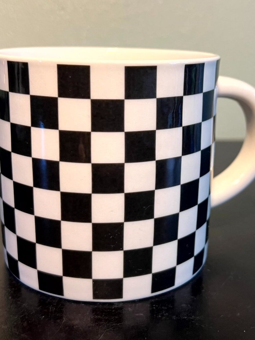 Room Essentials Checkered Stoneware Coffee Mug Black White Target Retro Vibe